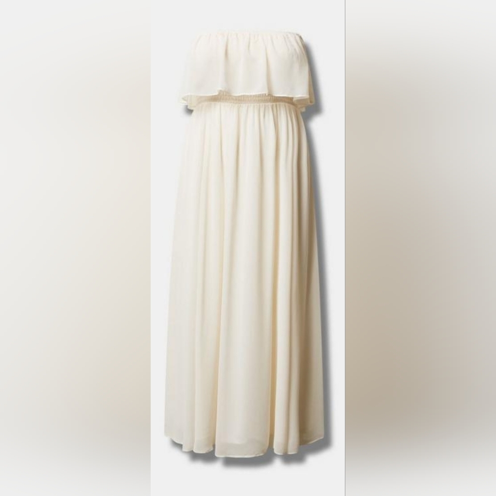 MAXI STRAPLESS RUFFLE DRESS - Picture 4 of 4